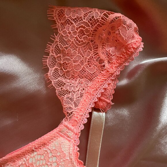 Victoria's Secret, S-DD, Dream Angels Lace Corset In Neon Nectar (BRIGHT CORAL) - Picture 6 of 10